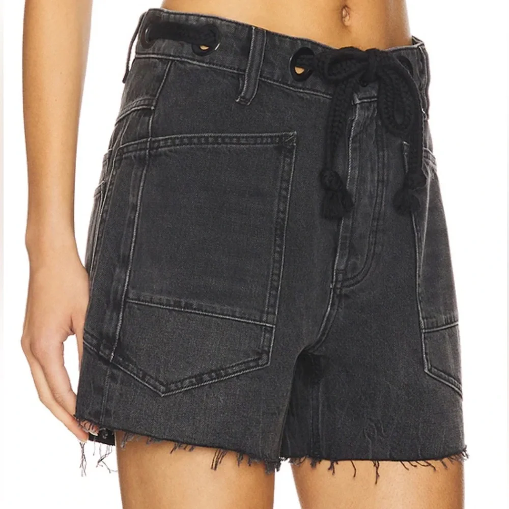 Women’s Black Denim Drawstring Shorts